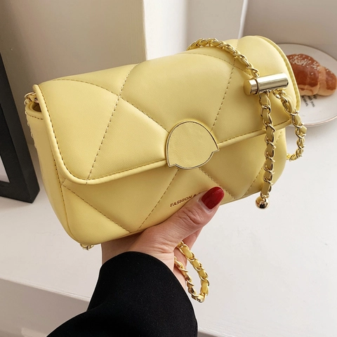 Borsa A Spalla Trapuntata Da Donna Pelle PU Motivo A Rombi Piccola Borsa A Tracolla Quadrata Con Tracolla A Catena