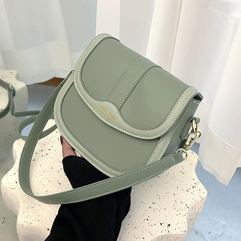 Borsa A Tracolla Retro Da Donna In Pelle PU Con Cuciture A Contrasto Fibbia Magnetica Borsa A Spalla Minimalista Sottoascella