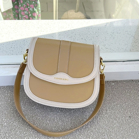 Borsa A Tracolla Retro Da Donna In Pelle PU Con Cuciture A Contrasto Fibbia Magnetica Borsa A Spalla Minimalista Sottoascella