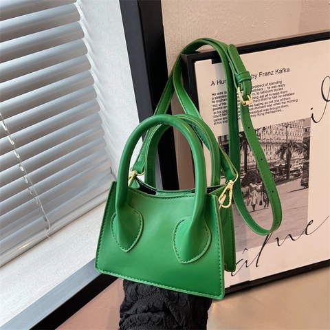 Mini Borsa A Mano Da Donna In Pelle PU Borsa A Tracolla Con Tracolla Regolabile Forma Trapezoidale Elegante Colore Solido