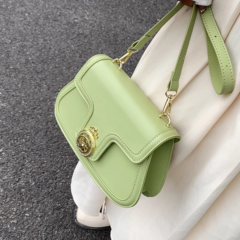Borsa A Tracolla Da Donna In Pelle PU Forma Quadrata Con Fibbia In Metallo A Corona E Dettagli Di Cucitura Borsa Versatile