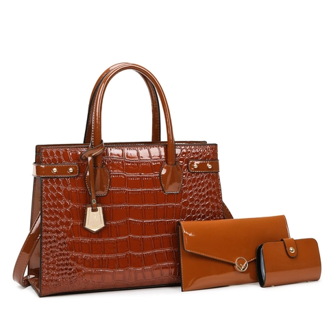 Borsa A Mano In Pelle PU Goffrata Coccodrillo Pochette Portafoglio Donna Business Retro Lucida Borsa A Tracolla Elegante