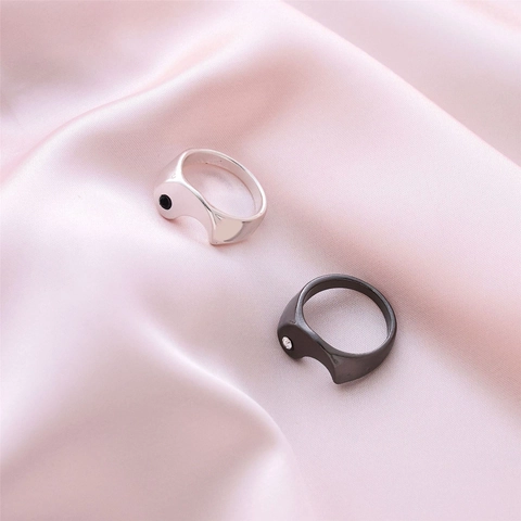 Yin Yang Tai Chi Koppel Ringen Roestvrij Staal Ingelegd Zirkoon Gepolijst Minimalistische Sieraden Voor Mannen Vrouwen