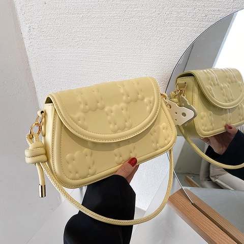 Schultertasche Damen PU Leder Geprägtes Muster Mit Käse Anhänger Klappdeckel Achsel Crossbody Tasche Mode Elegant Vielseitig