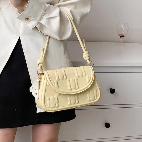 Schultertasche Damen PU Leder Geprägtes Muster Mit Käse Anhänger Klappdeckel Achsel Crossbody Tasche Mode Elegant Vielseitig
