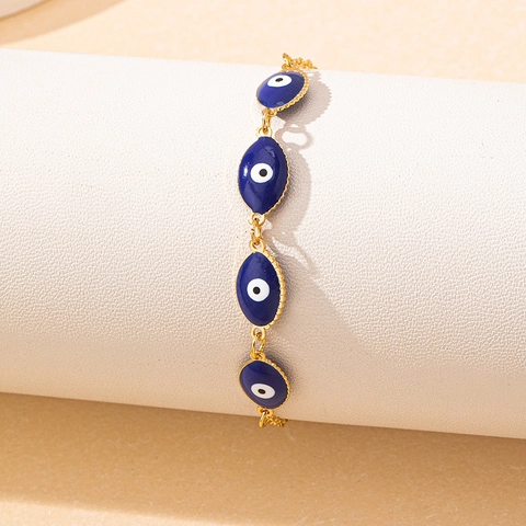 Evil Eye Armband Legierung Blau Emaille Oval Nazar Anhänger Verstellbare Kette Schmuck Böhmisch Ethnisch Für Damen