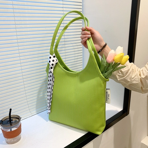 Borsa A Spalla Plissettata In Pelle PU Da Donna Borsa Sottobraccio Di Moda Con Decorazione Sciarpa A Pois