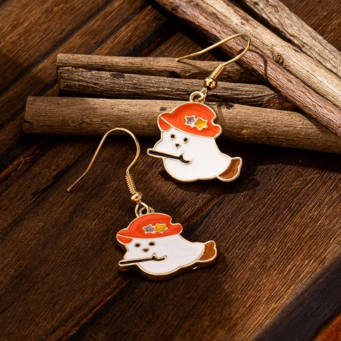 Ghost Drop Ohrringe Zinklegierung Emaille Tropfen Halloween Cartoon Süßer Neuheit Schmuck Für Frauen