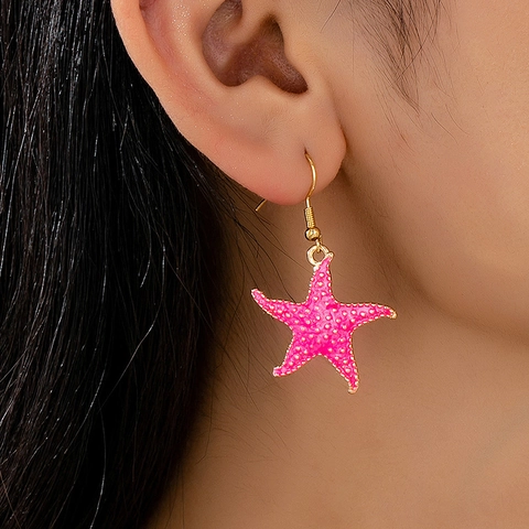 Seestern Hänger Ohrringe Legierung Ozean Emaille Haken Schmuck Für Sommer Strand Urlaub Damen Accessoires