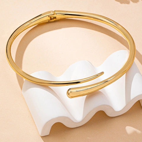 Minimalist Alloy Torque Necklace Geometric High Polish Hinge Open Neck Collar Punk Jewelry For Women