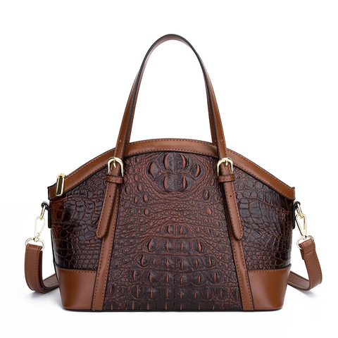 Krokodil Prägung PU Leder Handtasche Muschelform Schulter Umhängetasche Mode Vintage Für Damen Goldene Hardware