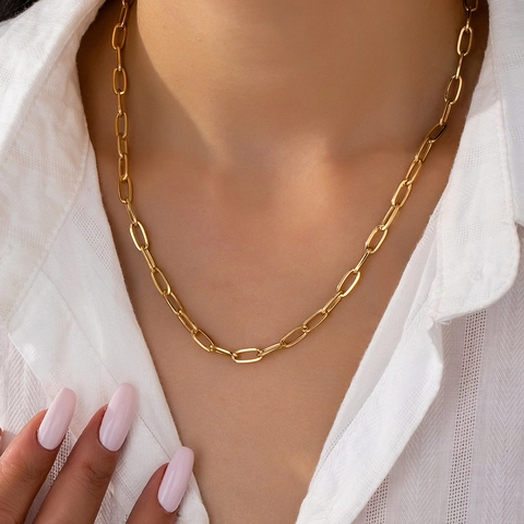 Collana A Catena A Graffetta Lega Placcata Oro Minimalista Geometrica Trendy Hip Hop Gioielli Per Donne Uomini