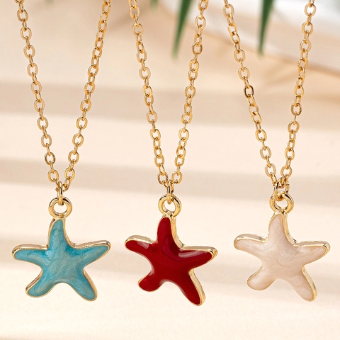 Collana Con Ciondolo Stella Marina Lega Smalto Goccia Olio Tema Oceano Estate Spiaggia Vacanze Gioielli Per Donna Moda Minimalista