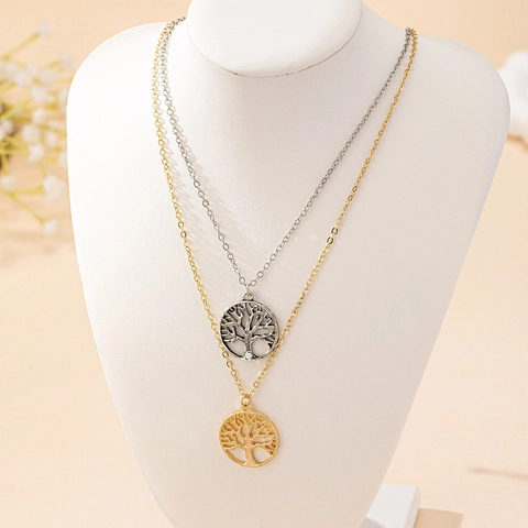 Collana Con Pendente Albero Della Vita Lega Tondo Cavo Vintage Medaglione Gioielli Per Donne Moda Minimalista Accessorio