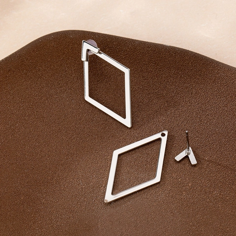 Geometrische Rhombus Hohl Ohrstecker Doppelschicht Metall Minimalistisch Mode Für Frauen Trendiger Stil