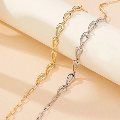 Collana Elegante Minimalista Con Maglie A Goccia Vuota Lega Di Zinco Lucidato Gioielli Geometrici Per Donne