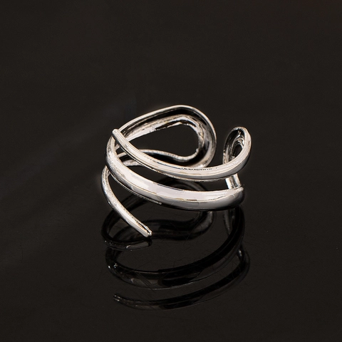 Minimalist Multi Layer Spiral Open Ring For Women Elegant Geometric Alloy Adjustable Finger Jewelry Modern Aesthetic