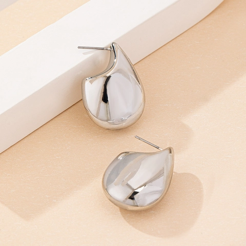 Boucles D'Oreilles Puces Goutte Épaisse Fini Miroir Brillant Bijoux CCB Style Français Avec Tige En Acier Inoxydable