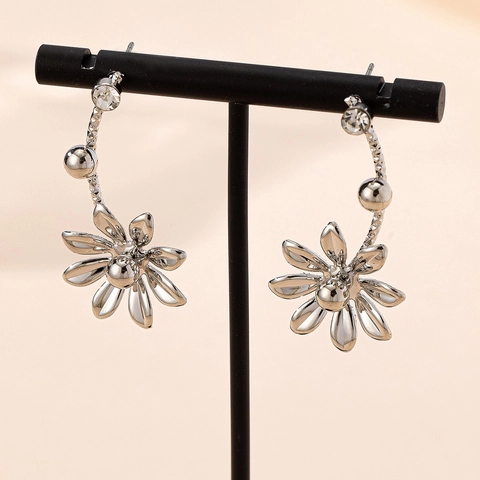 Orecchini A Bottone A Fiore Lega Strass Margherita Elegante Stile Francese Per Donna Quotidiano Festa