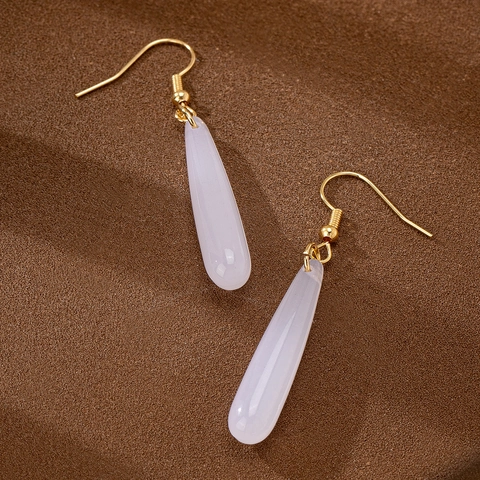Elegantes Pendientes Colgantes De Lágrima Con Colgante De Gota De Resina Y Gancho De Aleación Dorada Para Mujer Joyería Elegante