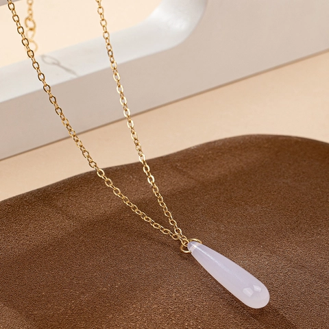 Wassertropfen Anhänger Halskette Harz Minimalistisch Chic Vergoldete Kette Schmuck Für Damen Eleganter Schmuck