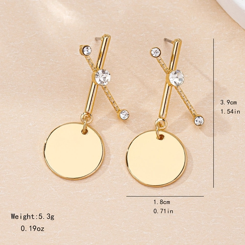 Orecchini Pendenti Asimmetrici Lega Tonalità Oro Geometrico Strass Perla Artificial Imitazione Gioielli Eleganti Donna