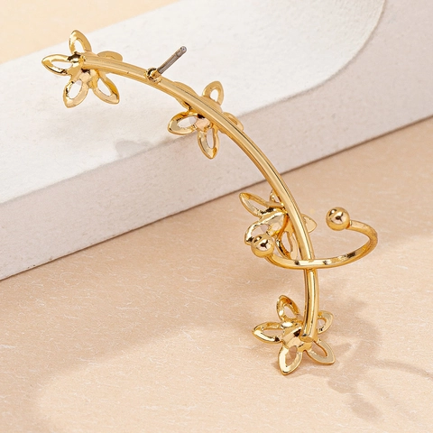 Ear Cuff Fiore Lega Perla Artificial Sintetica Floreale Traforato Senza Piercing Crawler Gioielli Eleganti Per Donne
