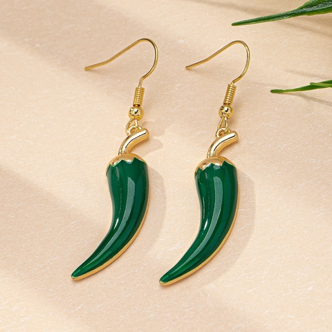 Kreative Chili Schote Hänger Ohrringe Legierung Emaille Glänzend Gemüse Form Spaß Modisch Personalisierter Schmuck Damen