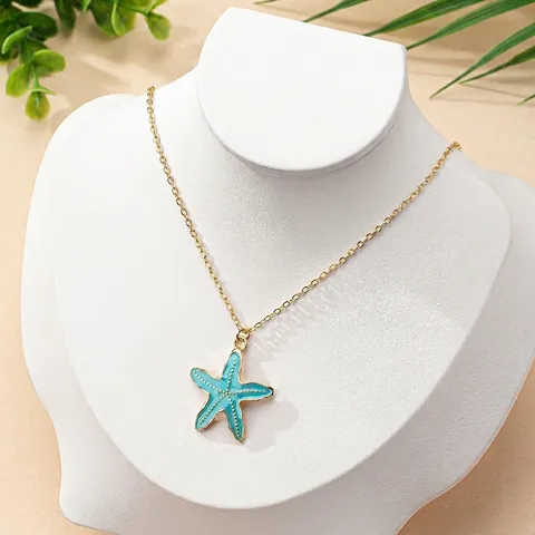 Collana Pendente Stella Marina Lega Smalto Stile Oceano Elegante Minimalista Gioielli Da Spiaggia Donna