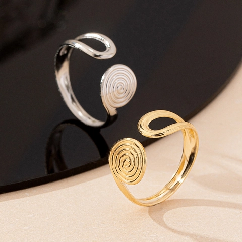 Spiral Vortex Open Ring Metal Adjustable Geometric Minimalist Vintage Elegant Fashion Accessory For Women