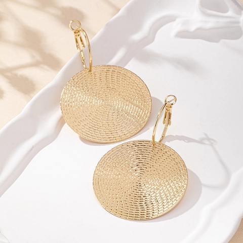 Large Round Disc Statement Earrings Zinc Alloy Leopard Print Gold Spiral Texture Geometric Vintage Drop Ear Jewelry Women