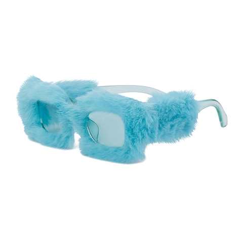 Occhiali da Sole alla Moda con Montatura Quadrata in Peluche per Donna Unici in Pelliccia Sintetica Rettangolari per Feste