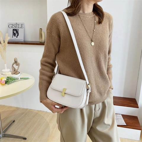 Retro Kleine Quadratische Umhängetasche PU-Leder Vielseitige Schultertasche Unterachseltasche Mit Goldenem Metallschloss Für Damen Alltag