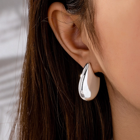 Pendientes De Botón De Gota Aleación Con Poste De Plata De Ley 925 Joyas Pulidas Minimalistas Para Mujer
