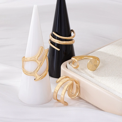 Geometric Irregular Alloy Rings Fashion Minimalist Open Adjustable Knuckle Jewelry For Women