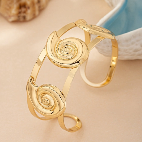 Offener Armreif Legierung Spiral Conch Schneckenhaus Design Parallele Schienen Vergoldet Vintage Schmuck Für Damen
