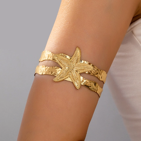 Bracciale Da Braccio Stella Marina Polsino Oro Lega Martellata Spiaggia Vacanze Gioielli Stile Boho Donne