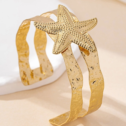 Bracciale Da Braccio Stella Marina Polsino Oro Lega Martellata Spiaggia Vacanze Gioielli Stile Boho Donne