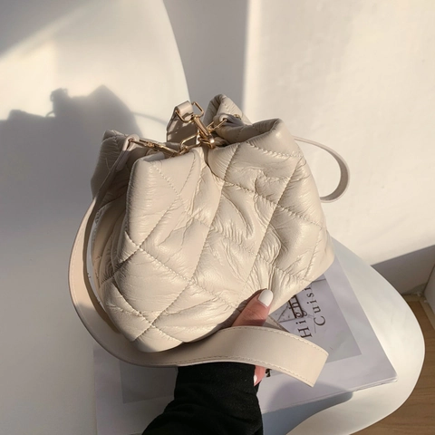 Bolso Bombonera Acolchado para Mujer Patrón de Rombos Cuero PU Bolso Bandolera Gran Capacidad Moda Color Sólido
