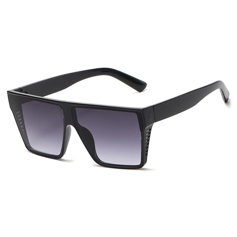 Unisex Fashion Oversized Square Sunglasses UV400 Protection PC Gradient Lens Plastic Frame Grid Pattern Outdoor Eyewear