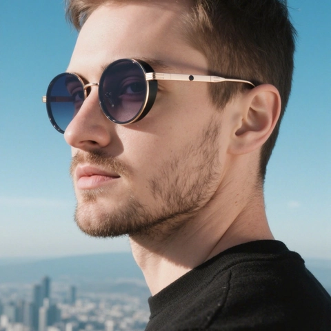 Retro Steampunk Round Sunglasses Metal Frame PC Lens UV400 Protection Side Shields Vintage Oval Sun Glasses Men Women