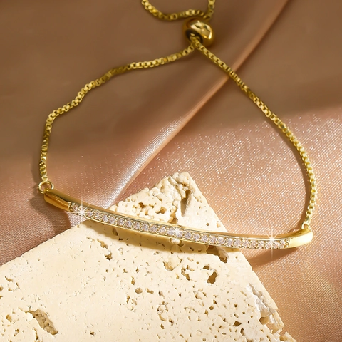 Bracciale Regolabile E Anello Eternity Micro Pavé AAA Zirconia Rame Placcato Gioielli Eleganti Per Donne Regalo Moda