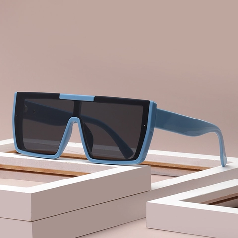 Oversized Square Frame Sunglasses Trendy Flat Top UV400 Protection PC Lens Gradient Shades For Men Women