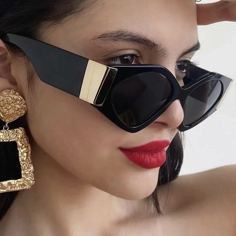 Fashion Rhombus Geometric Sunglasses For Women Trendy Retro UV400 Protection Plastic Alloy Thick Frame Eyewear