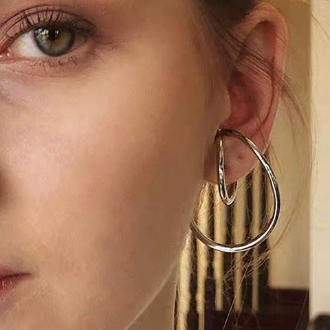 Minimalist Double Loop Clip On Earrings Copper Mobius Irregular Geometric Ear Cuffs No Piercing Jewelry For Women