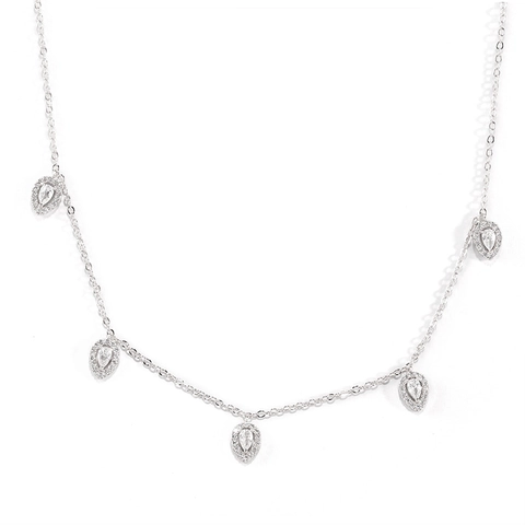 Tropfen Anhänger Halskette Kupfer Mit Zirkon Mehrere Birnenförmige Charms Vintage Minimalistisch Elegant Schmuck Für Frauen