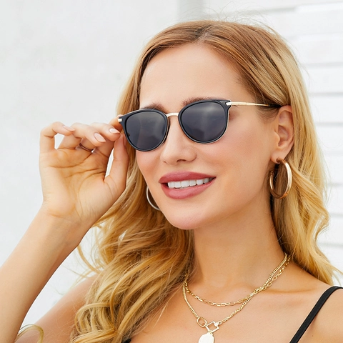 Gafas De Sol Polarizadas Retro Montura Grande Redonda Protección UV400 PC Metal Ligeras Para Conducir Viajes Unisex