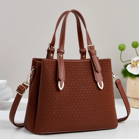 Trendige Damen PU Leder Tote Bag Mit Webmuster Pendler Schultertasche Umhängetasche Mit Verstellbarem Riemen Gold Hardware Geschenk