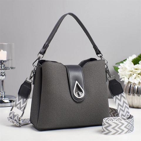 Borsa a Mano Moda Donna Grande Capacità Tela PU Trama Intrecciata Colore Contrasto Borsa a Tracolla Con Cinturino Geometrico Rimovibile
