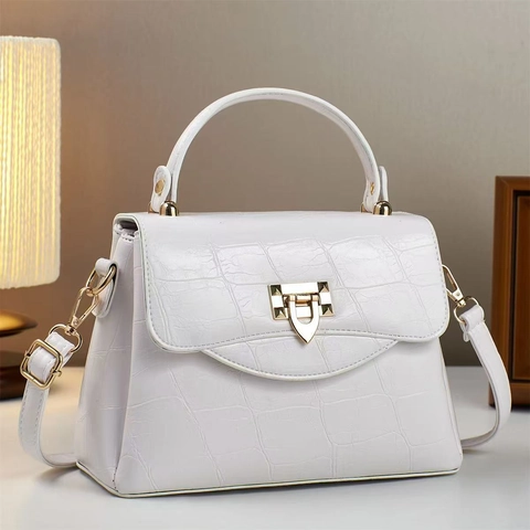 Elegante Damen Handtasche Mit Krokodilmuster PU Leder Retro Henkeltasche Schultertasche Umhängetasche Goldene Hardware